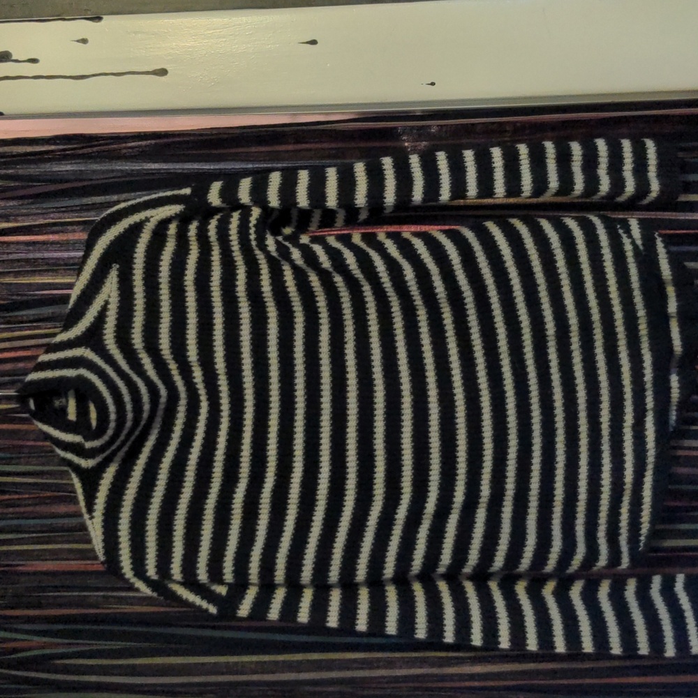 Striped turtleneck knit sweater